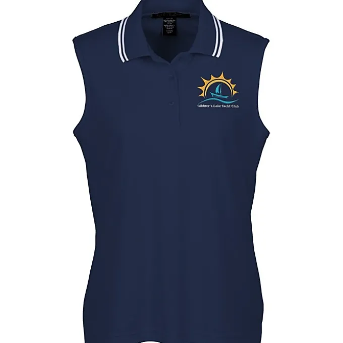 CrownLux Performance Plaited Tipped Sleeveless Polo - Ladies'