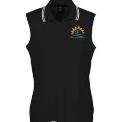 CrownLux Performance Plaited Tipped Sleeveless Polo - Ladies'