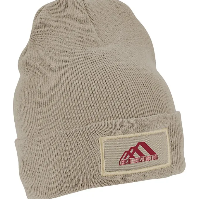 Cuffed Knit Beanie with Patch