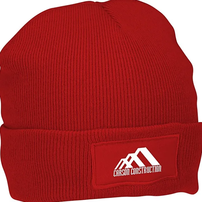 Cuffed Knit Beanie with Patch