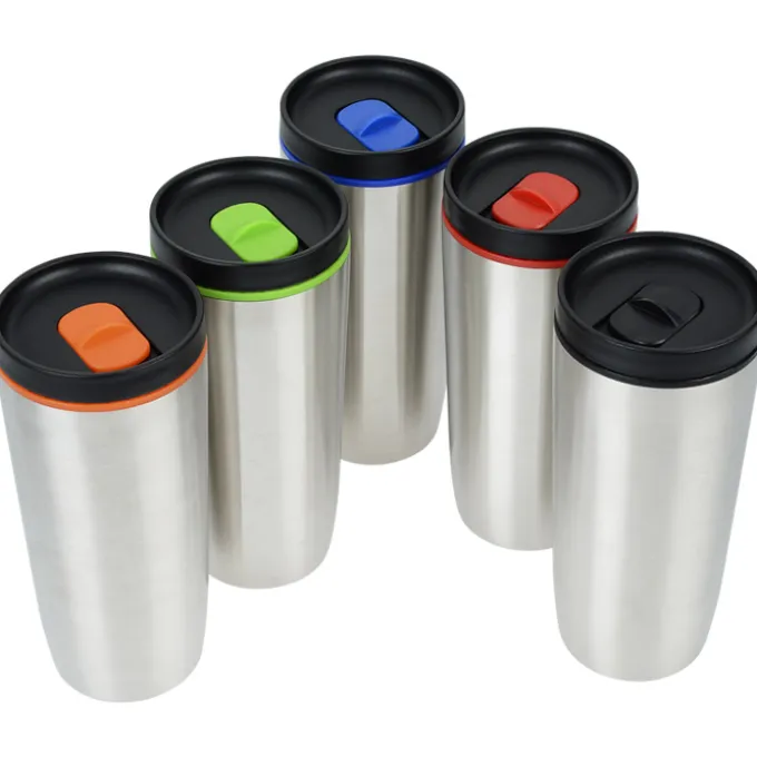 Custom Accent Stainless Travel Mug - 16 oz - Laser Engraved