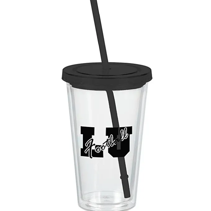 Customized Acrylic Tumbler with Straw - 16 oz - Clear