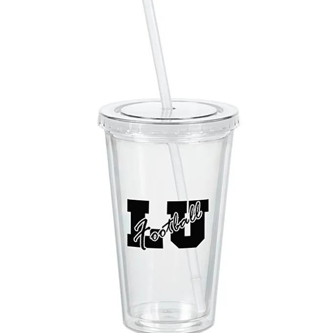 Customized Acrylic Tumbler with Straw - 16 oz - Clear