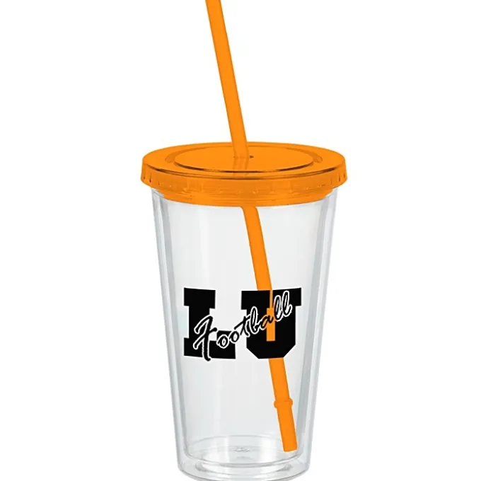 Customized Acrylic Tumbler with Straw - 16 oz - Clear