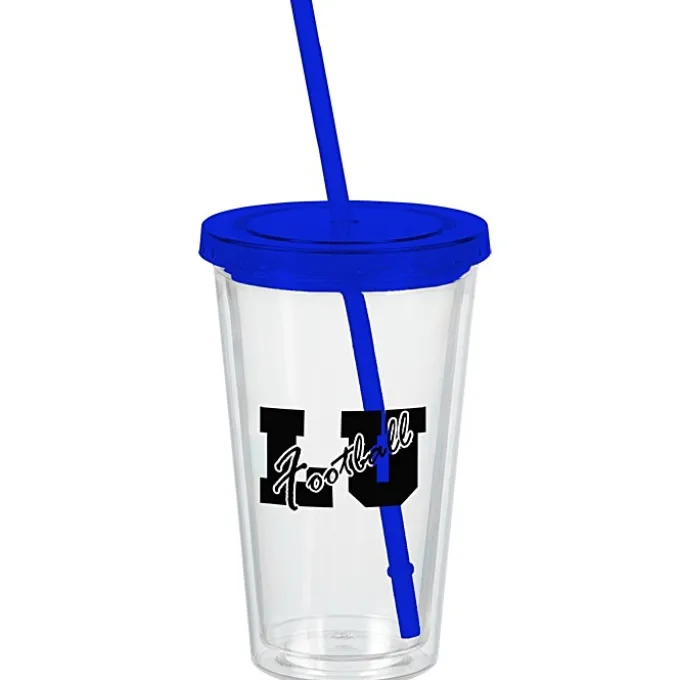 Customized Acrylic Tumbler with Straw - 16 oz - Clear