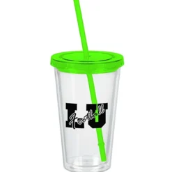 Customized Acrylic Tumbler with Straw - 16 oz - Clear