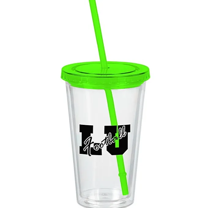 Customized Acrylic Tumbler with Straw - 16 oz - Clear
