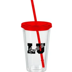 Customized Acrylic Tumbler with Straw - 16 oz - Clear