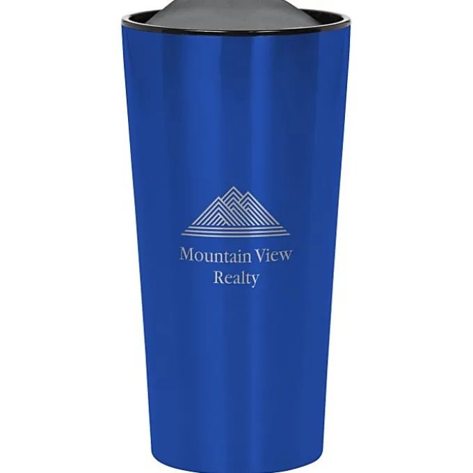 Customized Fashion Metallic Travel Mug - 16 oz - Laser Engraved
