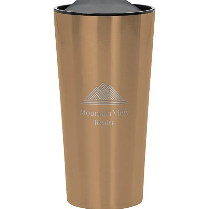 Customized Fashion Metallic Travel Mug - 16 oz - Laser Engraved