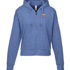 District Perfect Tri Iconic Fleece 1/2-Zip Pullover Hoodie - Ladies' - Embroidered