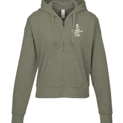 District Perfect Tri Iconic Fleece 1/2-Zip Pullover Hoodie - Ladies' - Screen