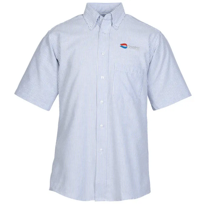 Easy Care Short Sleeve Stripe Oxford Shirt - Men's