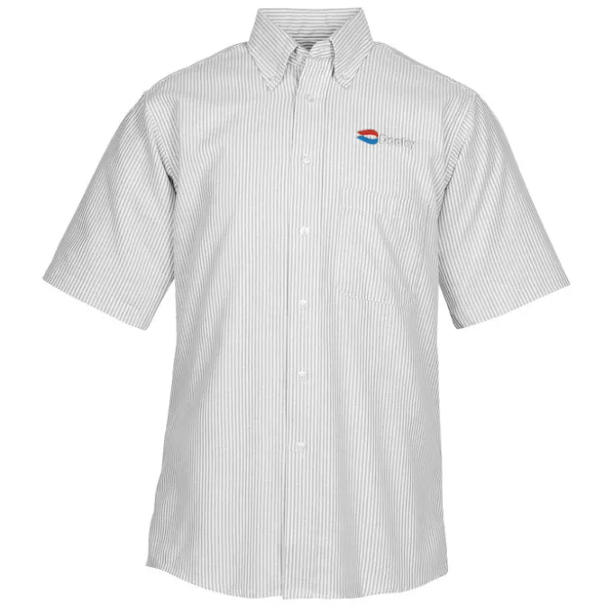 Easy Care Short Sleeve Stripe Oxford Shirt - Men's