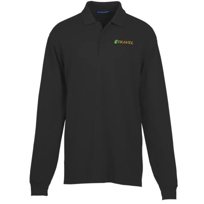 Easy Care Wrinkle Resist LS Cotton Pique Polo - Men's