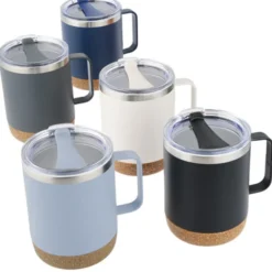 Explorer Vacuum Camp Mug with Cork Bottom - 12 oz - Laser Engraved
