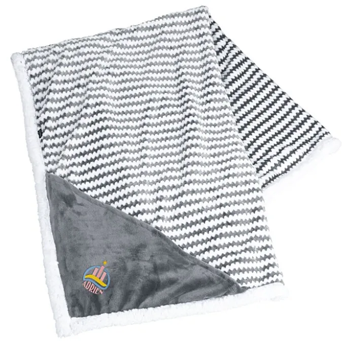 Field & Co. Chevron Striped Sherpa Blanket