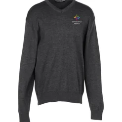 Fine Gauge Acrylic Blend V-Neck Sweater - Men's