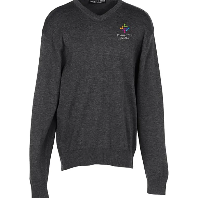 Fine Gauge Acrylic Blend V-Neck Sweater - Men's