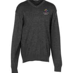 Fine Gauge Acrylic Blend V-Neck Sweater - Men's