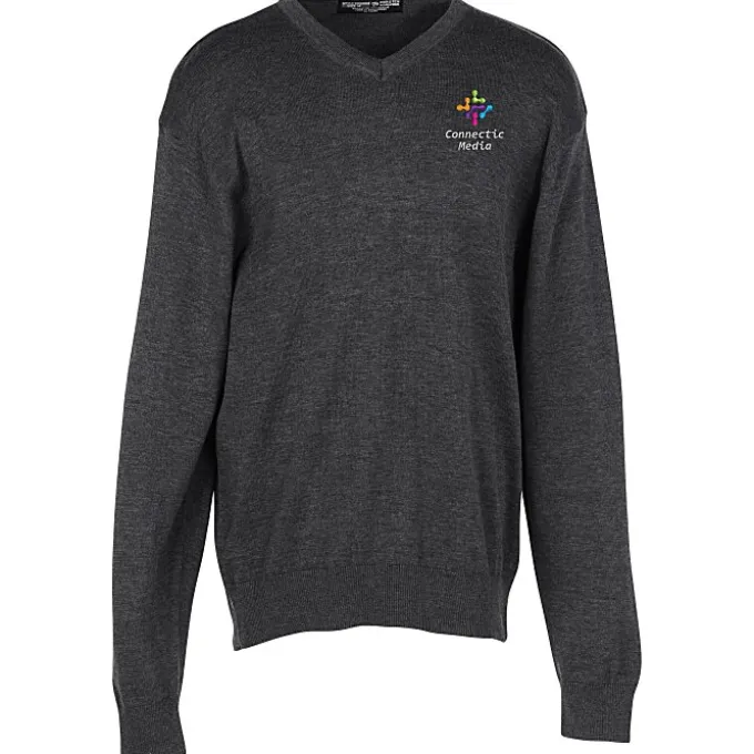 Fine Gauge Acrylic Blend V-Neck Sweater - Men's
