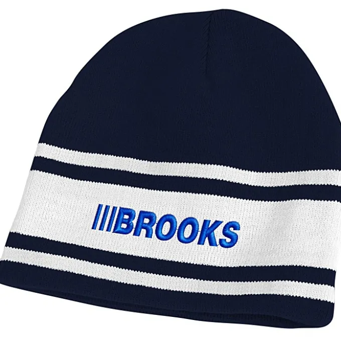 Fine Knit Three Stripe Beanie
