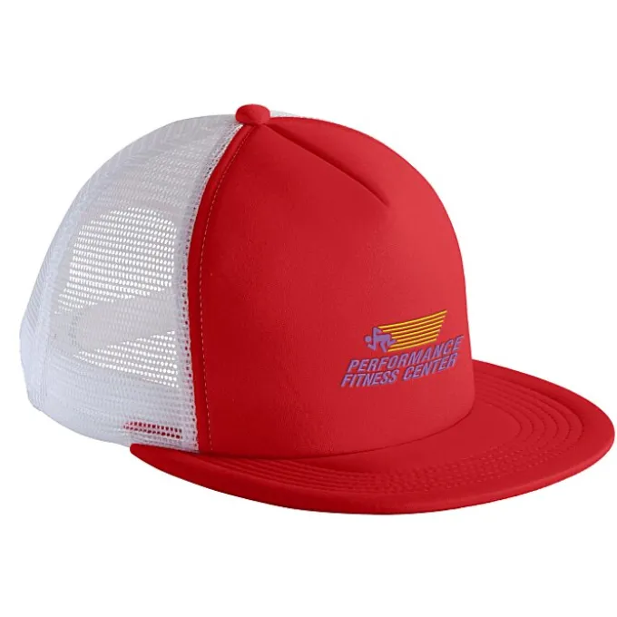 Flat Bill Foam Mesh-Back Cap