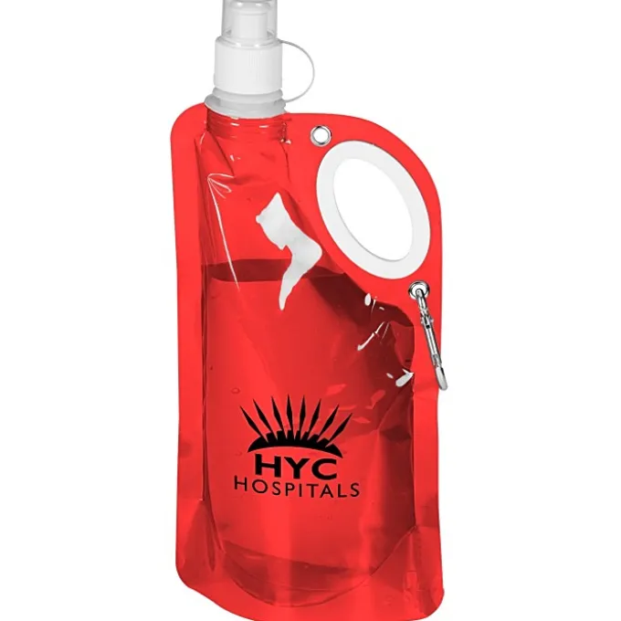 Fold Flat Water Bottle with Carabiner - 25 oz