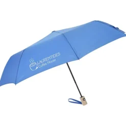 Folding Auto Open Wood Handle Umbrella - 42-inch Arc