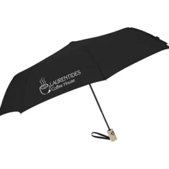 Folding Auto Open Wood Handle Umbrella - 42-inch Arc