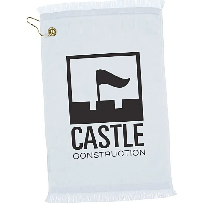Fringed Golf Towel - 18 inches x 11 inches - White