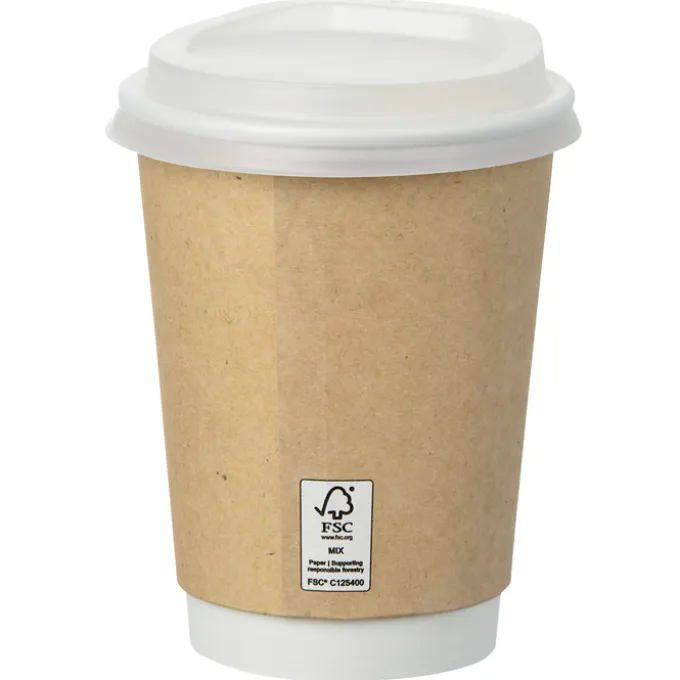 Full Color Insulated Paper Cup with Lid - 12 oz. - Natural
