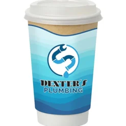 Full Color Insulated Paper Cup with Lid - 16 oz. - Natural