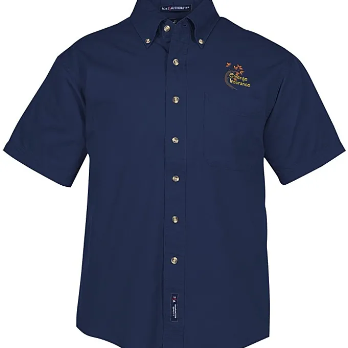 Garment-Washed Cotton Twill Short Sleeve Shirt