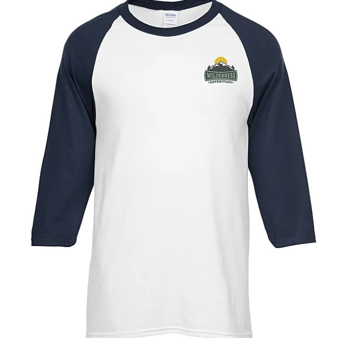 Gildan Heavy Cotton 3/4 Sleeve Raglan T-Shirt - Embroidered
