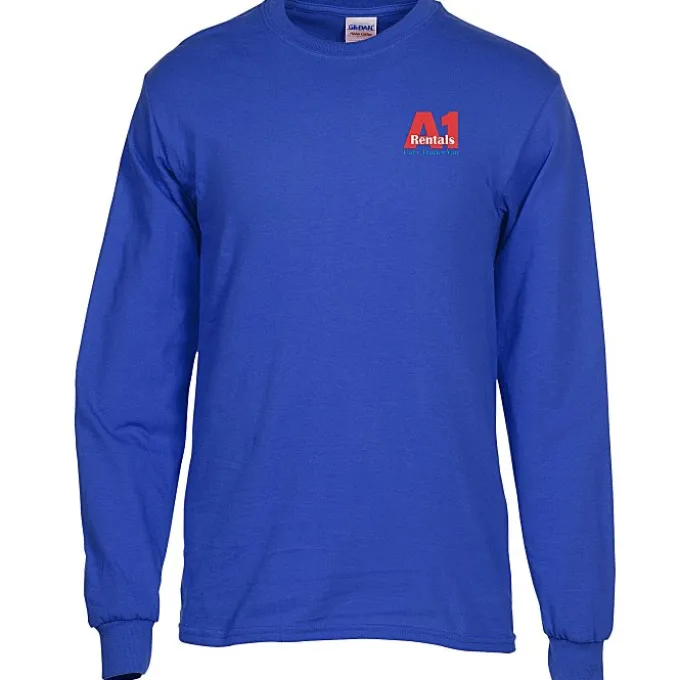Gildan 5.3-oz Cotton LS T-Shirt - Embroidered