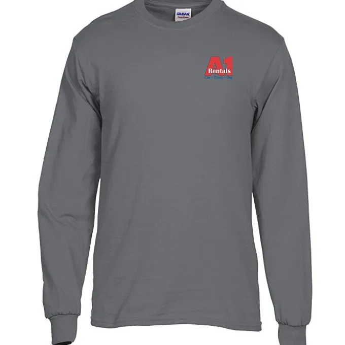 Gildan 5.3-oz Cotton LS T-Shirt - Embroidered