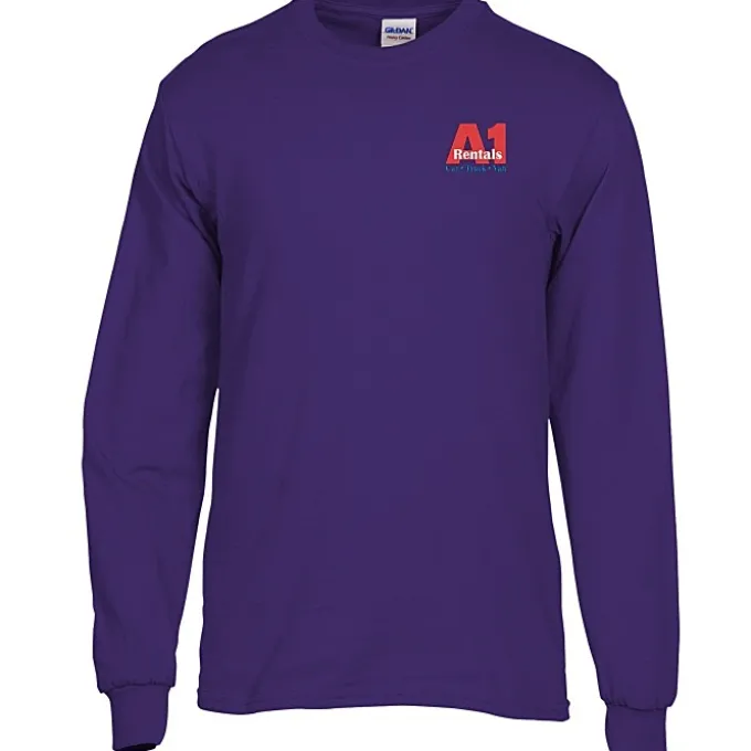 Gildan 5.3-oz Cotton LS T-Shirt - Embroidered