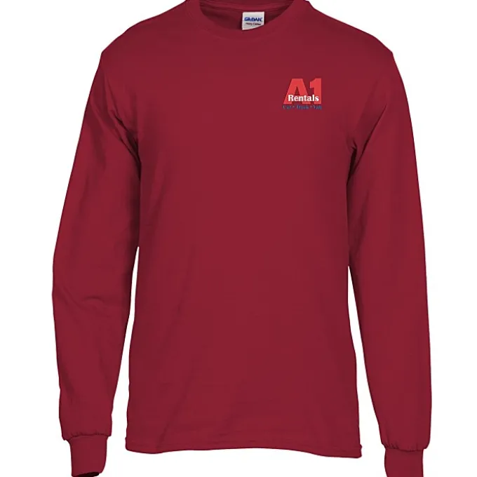 Gildan 5.3-oz Cotton LS T-Shirt - Embroidered