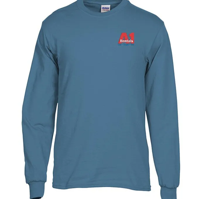 Gildan 5.3-oz Cotton LS T-Shirt - Embroidered