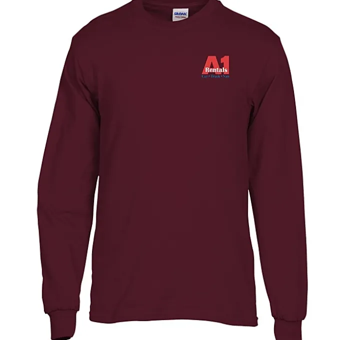 Gildan 5.3-oz Cotton LS T-Shirt - Embroidered