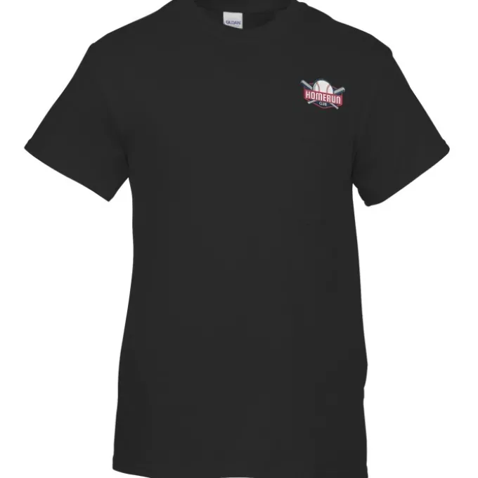 Gildan 5.3-oz Cotton T-Shirt with Pocket - Men's - Embroidered