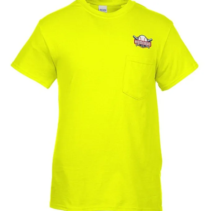 Gildan 5.3-oz Cotton T-Shirt with Pocket - Men's - Embroidered