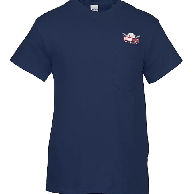 Gildan 5.3-oz Cotton T-Shirt with Pocket - Men's - Embroidered