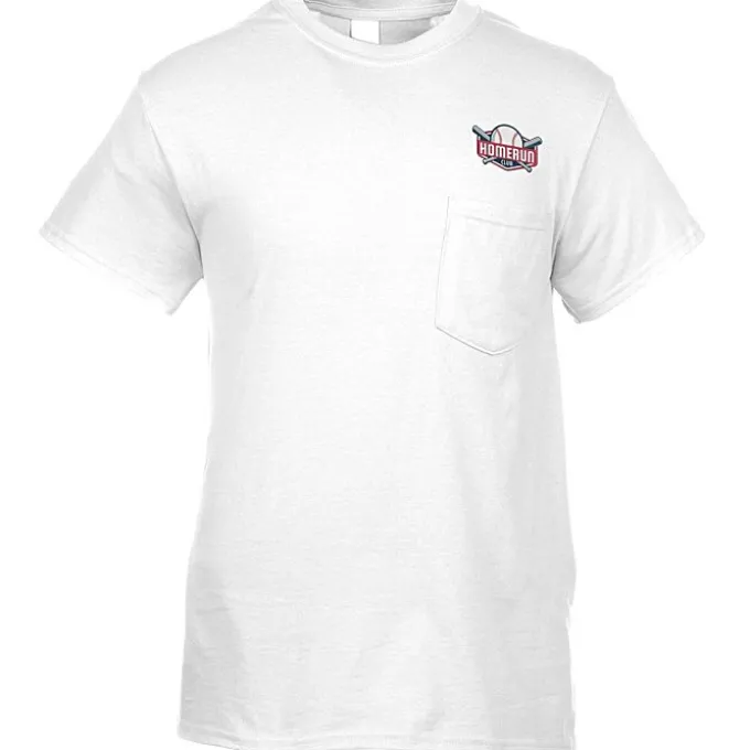 Gildan 5.3-oz Cotton T-Shirt with Pocket - Men's - Embroidered