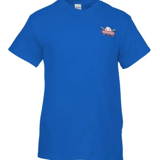 Gildan 5.3-oz Cotton T-Shirt with Pocket - Men's - Embroidered