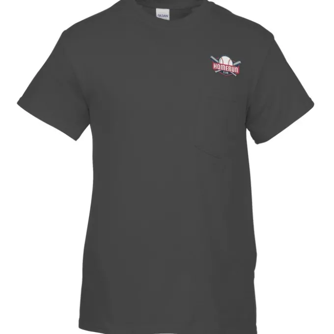 Gildan 5.3-oz Cotton T-Shirt with Pocket - Men's - Embroidered