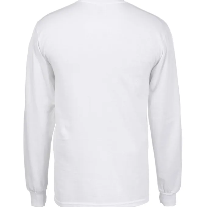 Gildan 6-oz Ultra Cotton LS Pocket T-Shirt - White - Screen