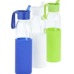 Glass Bottle with Flip Straw Lid - 20 oz.