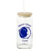 Glass Can with Bamboo Lid and Straw - 20 oz